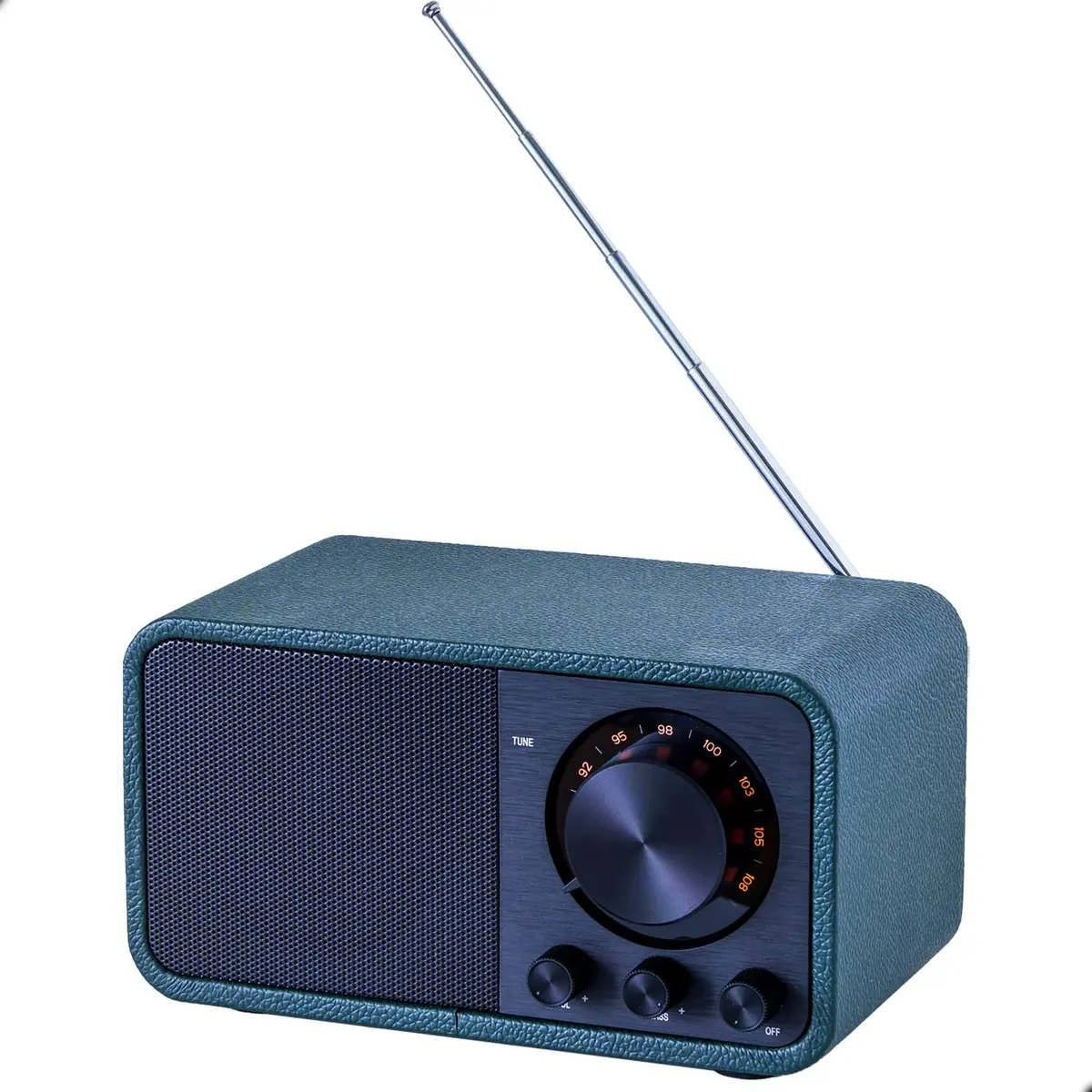 BentMax Vintage Radio FM Bluetooth Speaker Leather Green | Retro Design with 10H Playback - main product image