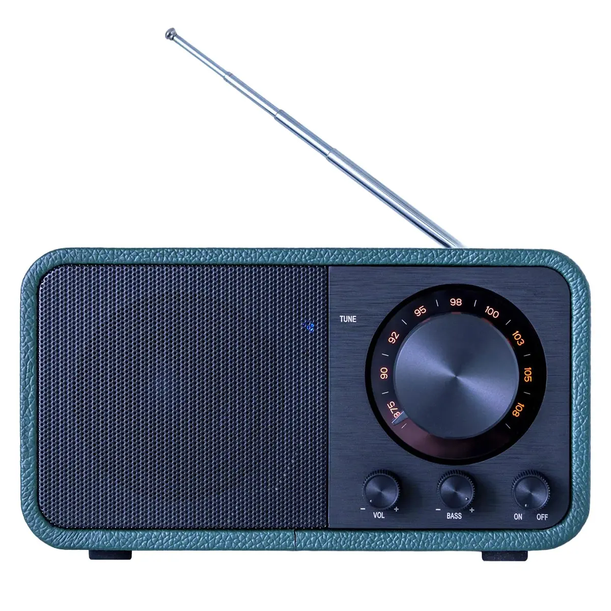 BentMax Vintage Radio FM Bluetooth Speaker Leather Green | Retro Design with 10H Playback - view 2