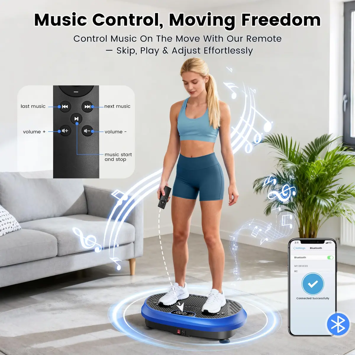 HVX Vibration Plate Exercise Machine 450 lbs Capacity | Full Body Shaker for Home & Gym - view 2