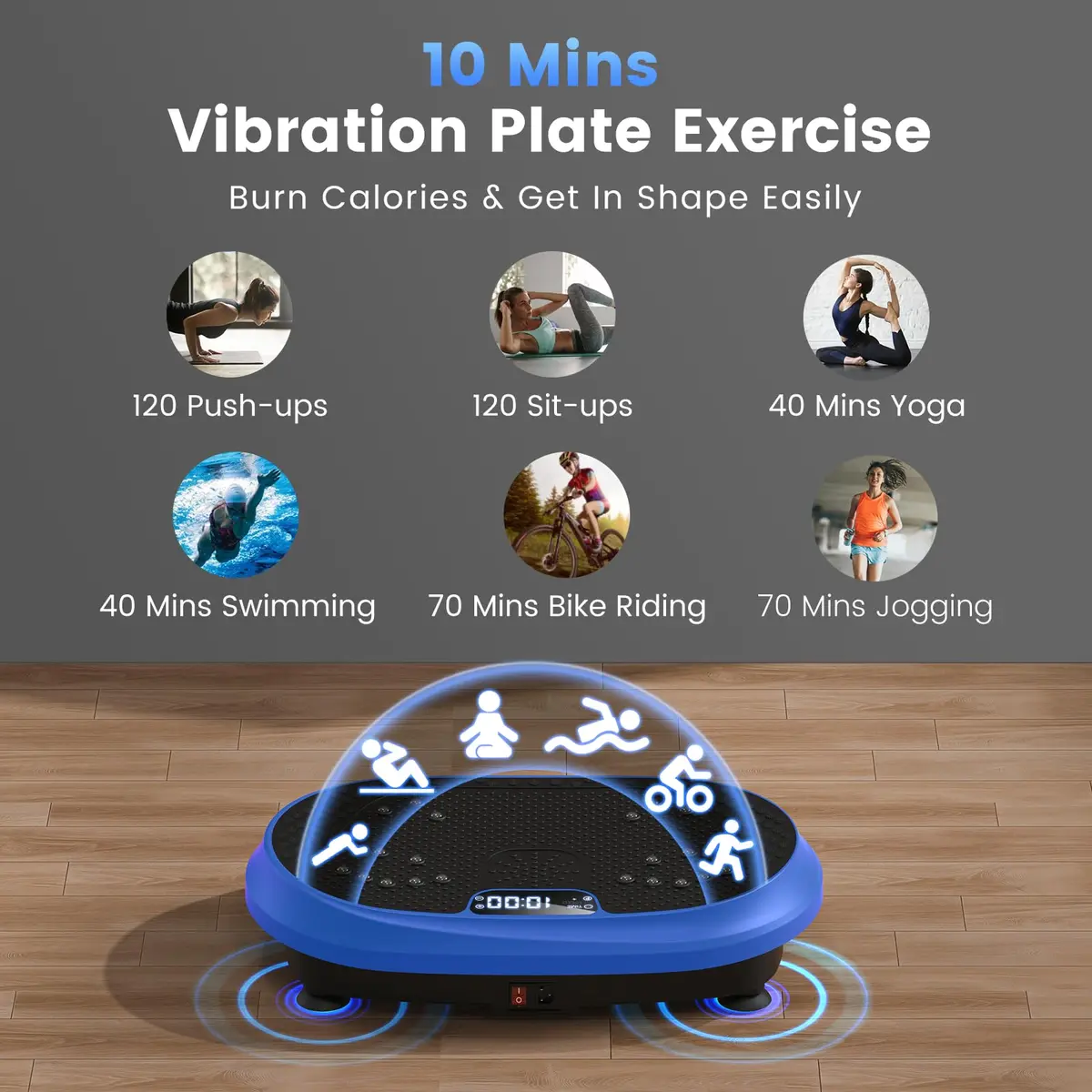 HVX Vibration Plate Exercise Machine 450 lbs Capacity | Full Body Shaker for Home & Gym - view 4