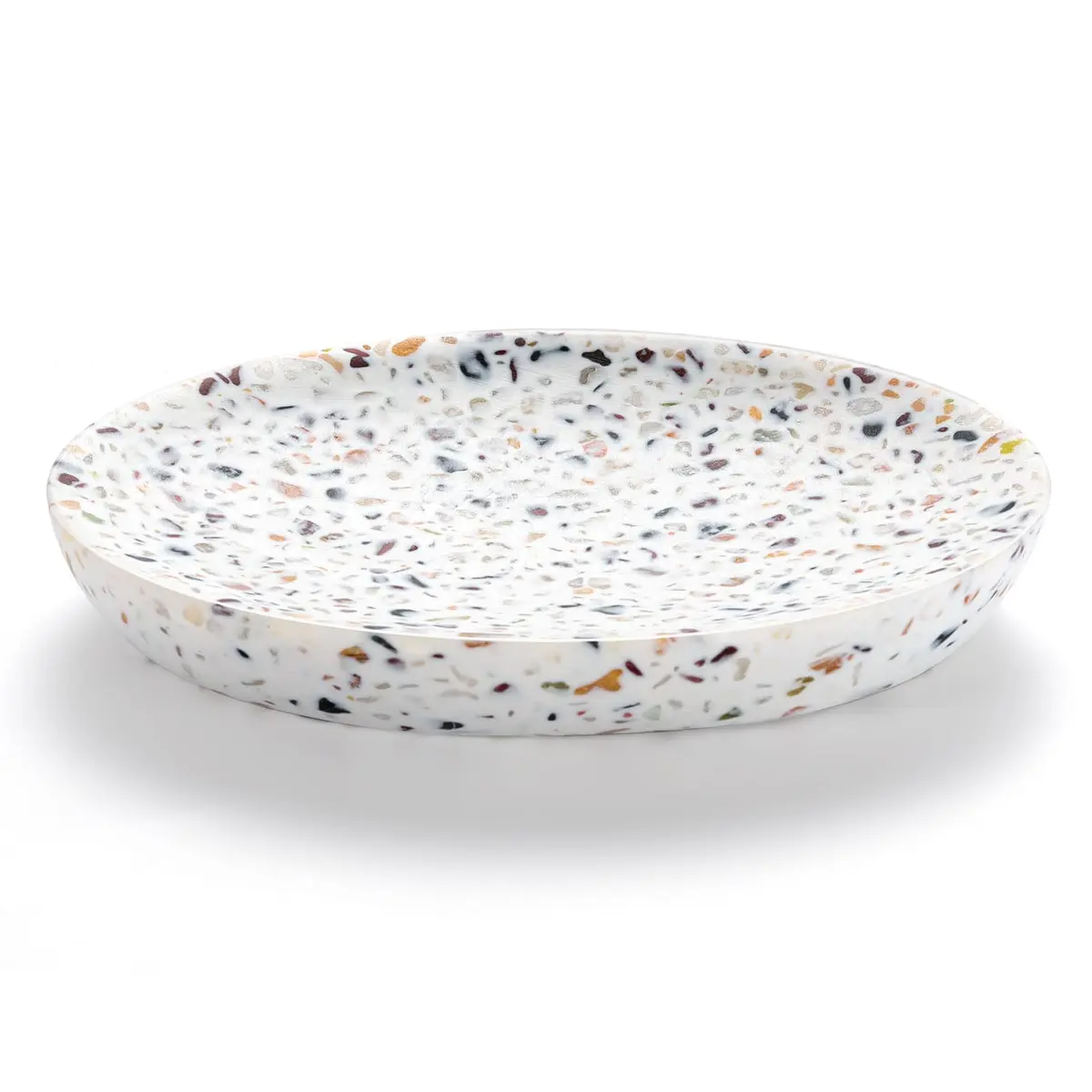 Luxspire Oval Soap Dish, Non-Slip Resin Holder with Drainage, Terrazzo | Stylish Bathroom Accessory - main product image
