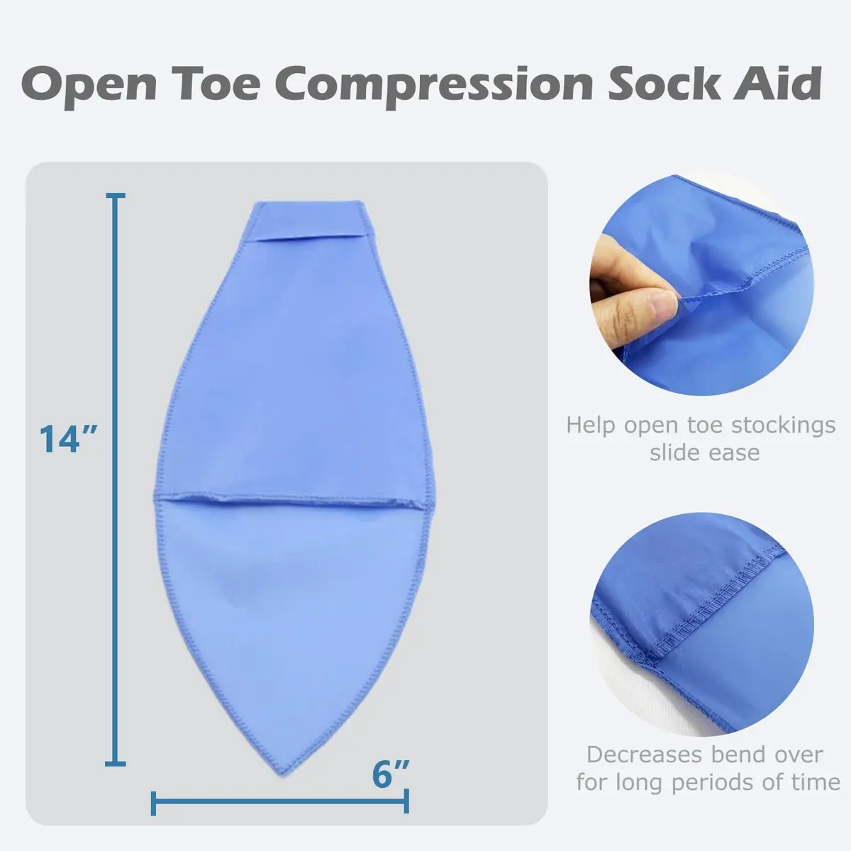 MUROCEA Open Toe Compression Sock Aid for Easy Slide - Slip Stocking Applicator for Elderly, Disabled, Pregnant, 2 Pcs (Blue) - view 2