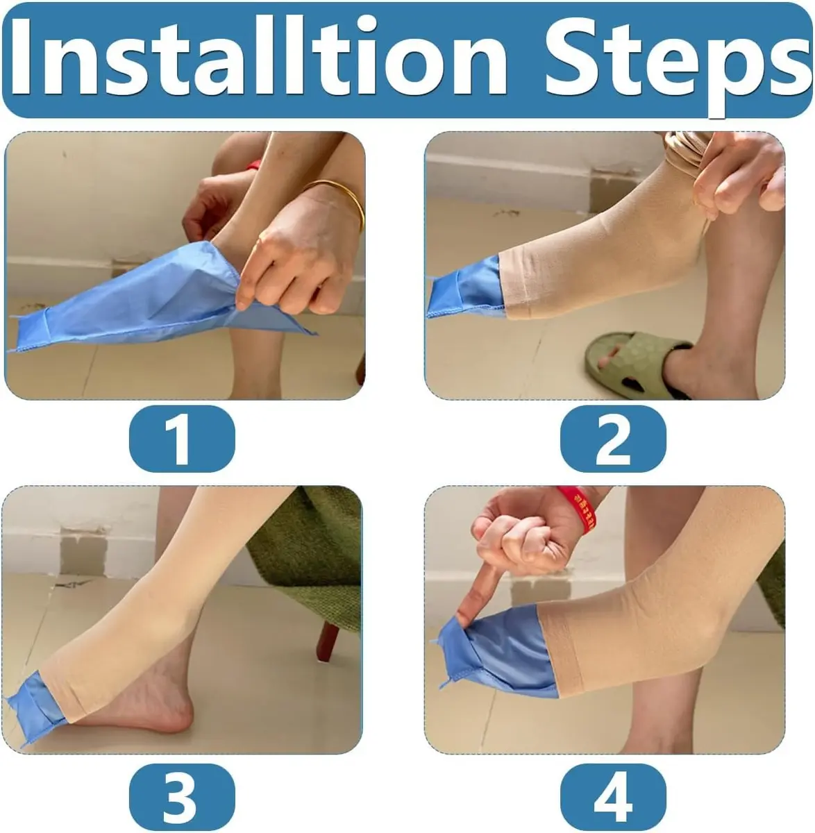 MUROCEA Open Toe Compression Sock Aid for Easy Slide - Slip Stocking Applicator for Elderly, Disabled, Pregnant, 2 Pcs (Blue) - view 4