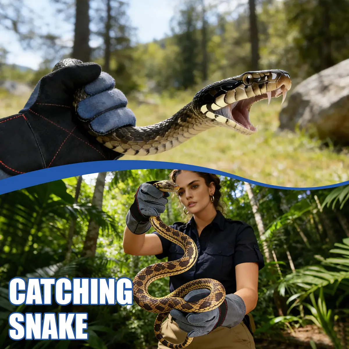 IC ICLOVER Animal Handling Gloves, Snake Bite Proof, Double Leather, 14 inch (35.56 cm) for Women | Reinforced Palm & Forearm Protection - view 6