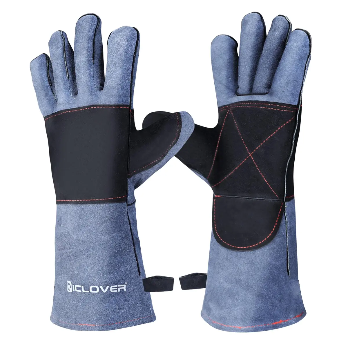 IC ICLOVER Animal Handling Gloves, Snake Bite Proof, Double Leather, 14 inch (35.56 cm) for Women | Reinforced Palm & Forearm Protection - main product image