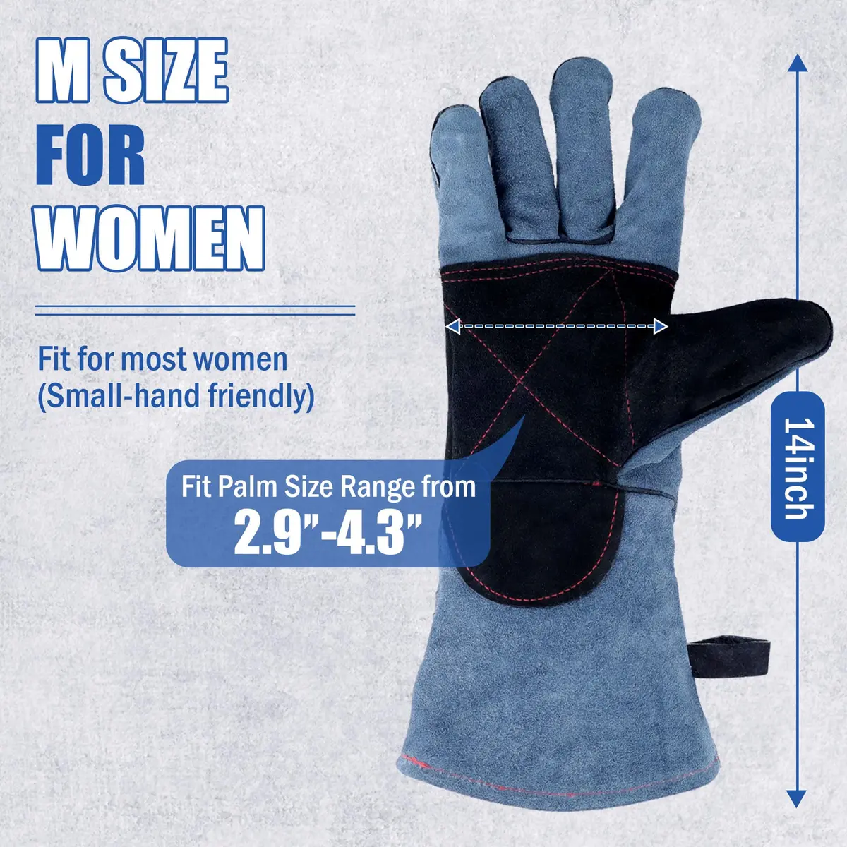 IC ICLOVER Animal Handling Gloves, Snake Bite Proof, Double Leather, 14 inch (35.56 cm) for Women | Reinforced Palm & Forearm Protection - view 2
