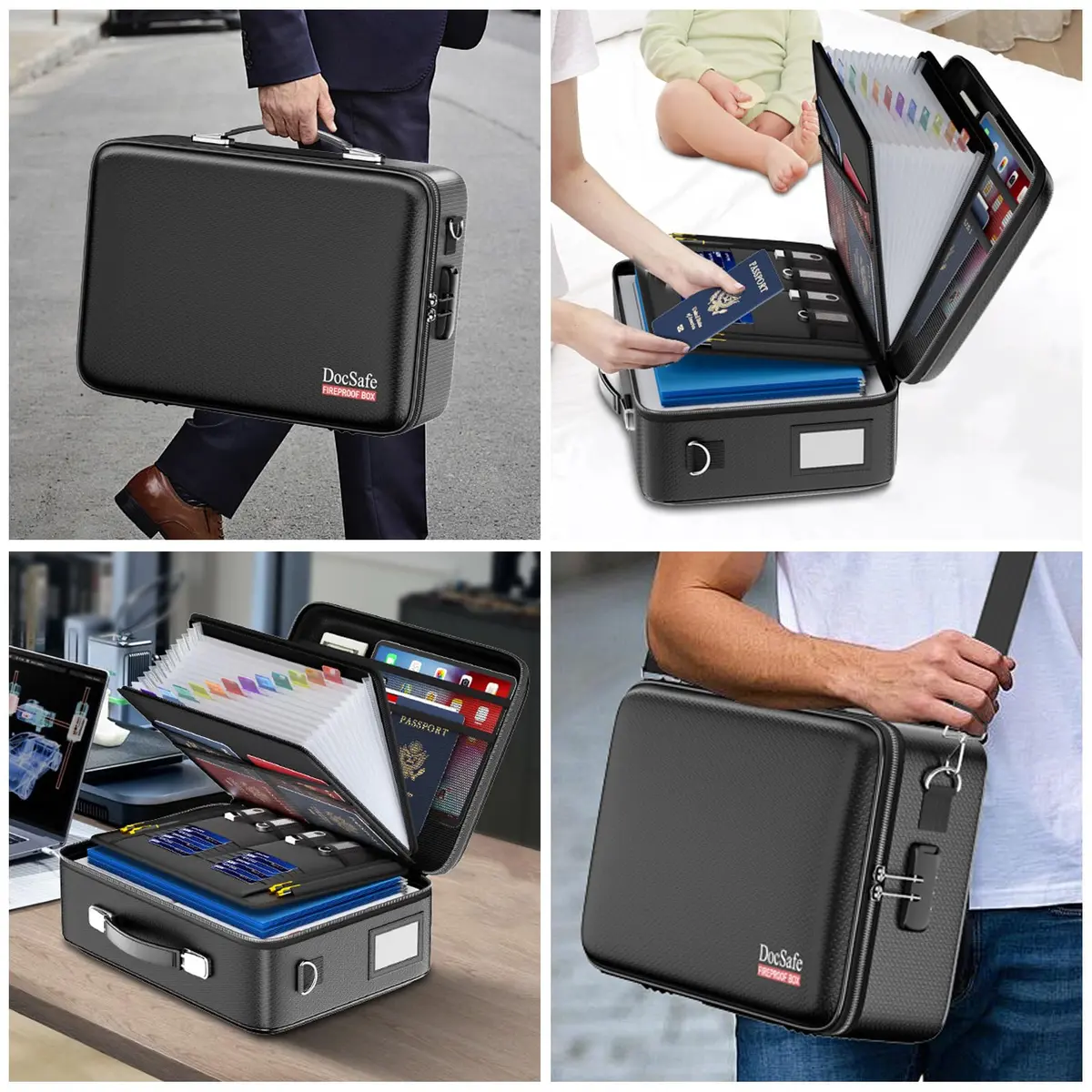 DocSafe Fireproof Document Box Hard Case with Lock & Accordion File Folder | Multi-Layer Safe Storage for Important Documents - view 6