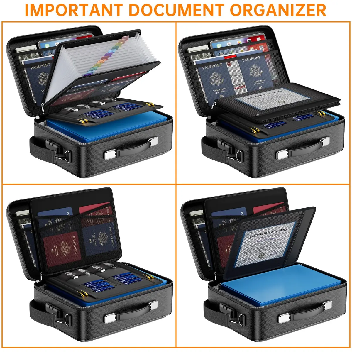 DocSafe Fireproof Document Box Hard Case with Lock & Accordion File Folder | Multi-Layer Safe Storage for Important Documents - view 8