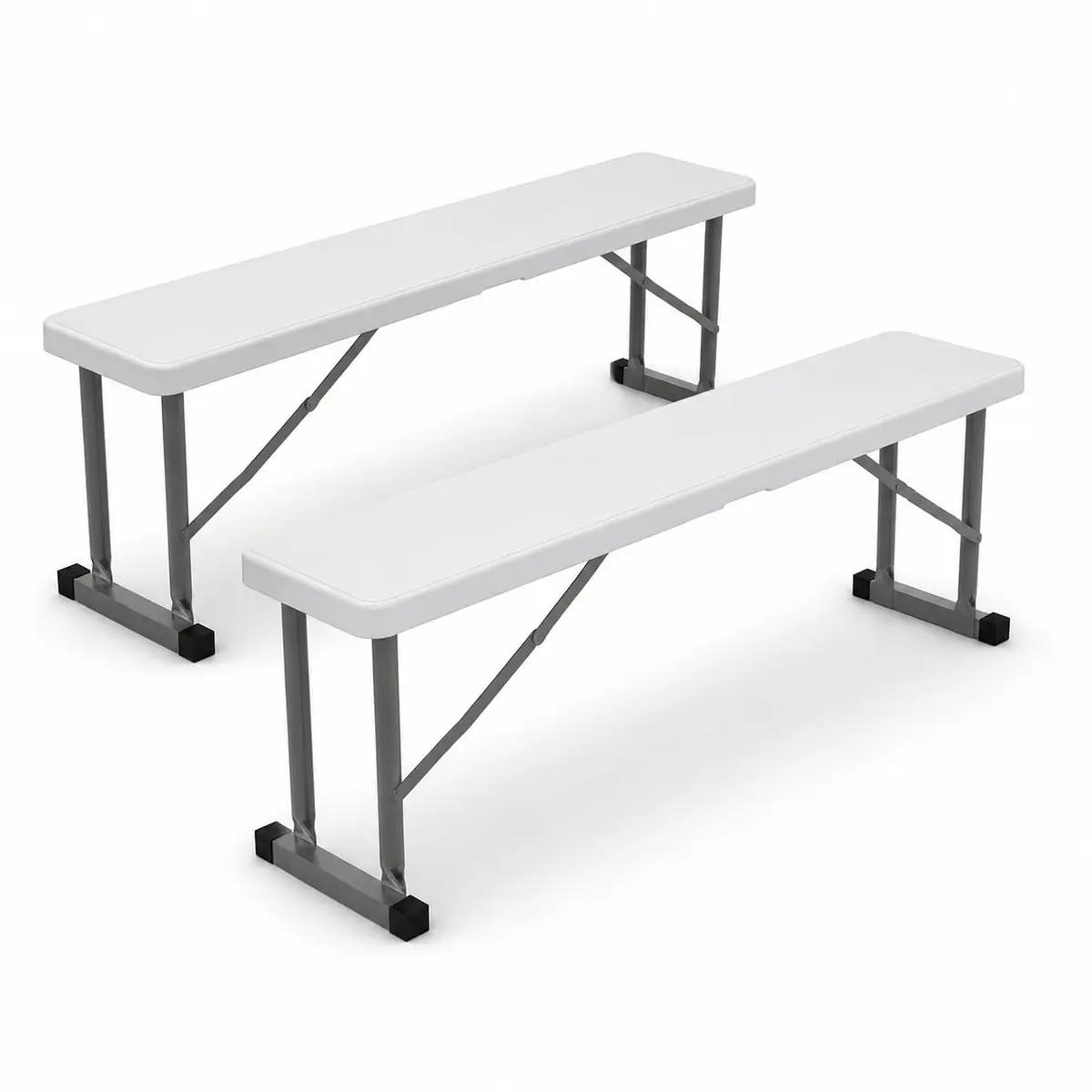 New Home Era 2.75ft Plastic Folding Bench | Lightweight & Portable White Resin with Steel Frame - main product image