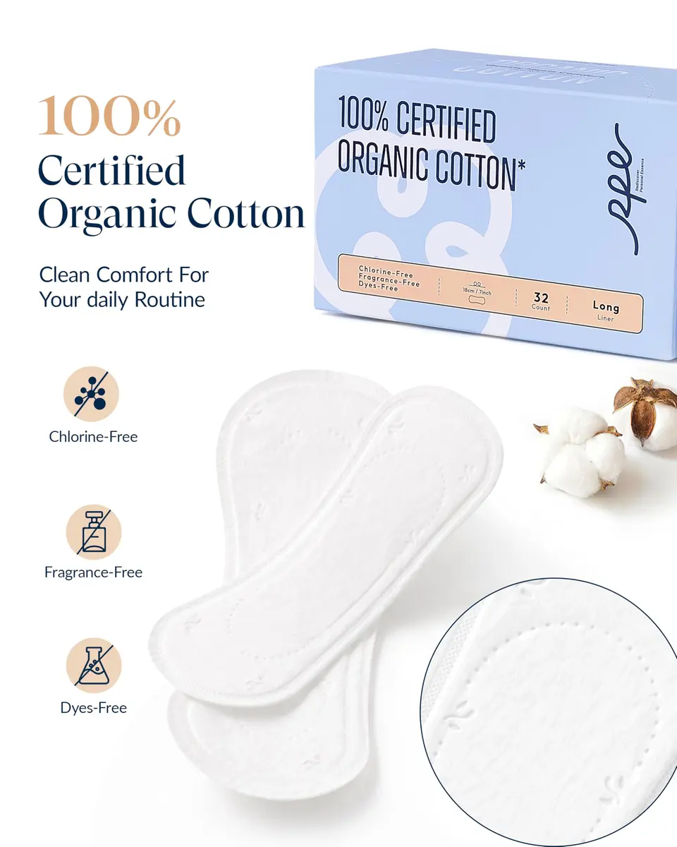 RPE Life Organic 32 count | GOTS Certified Organic Cotton Panty Liners for Women - view 2