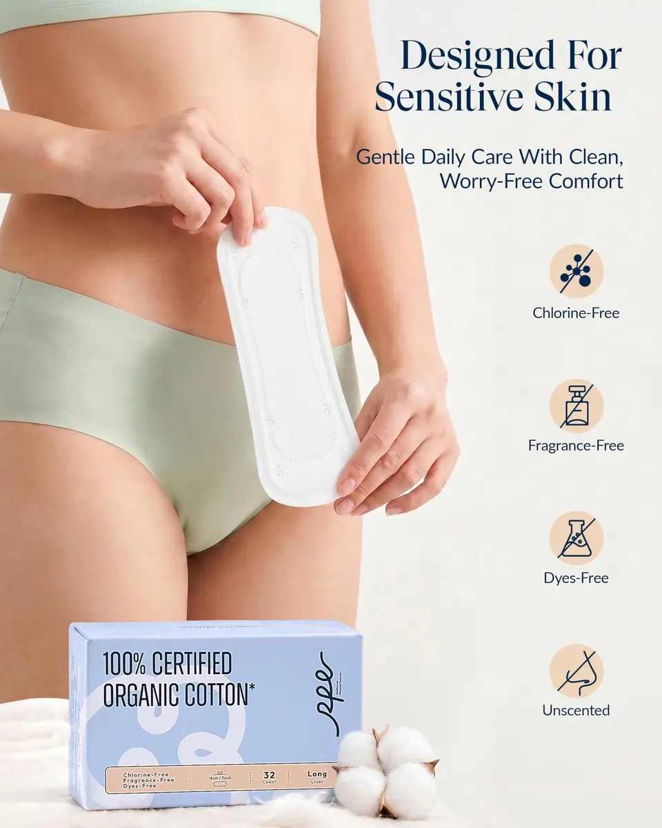 RPE Life Organic 32 count | GOTS Certified Organic Cotton Panty Liners for Women - view 4