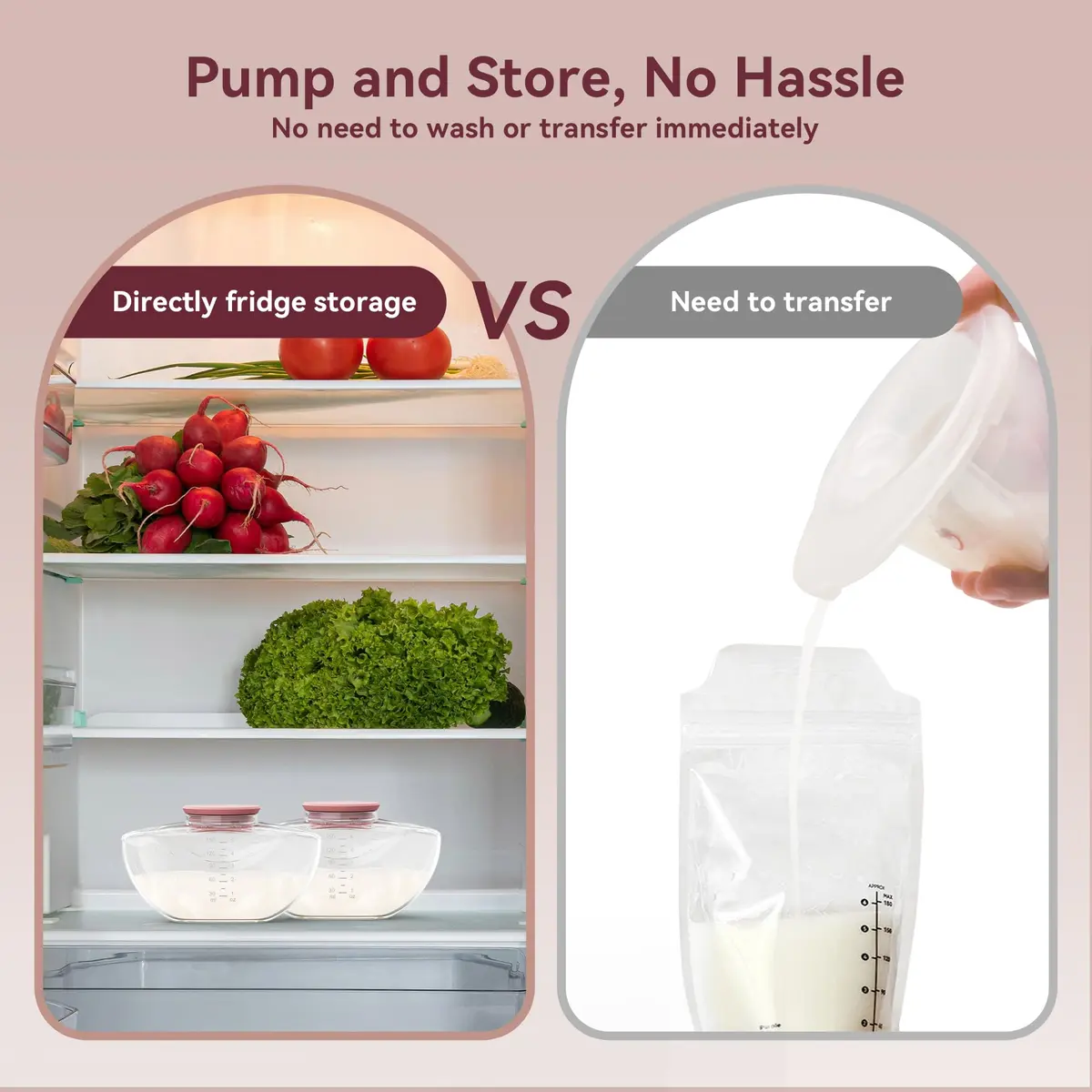 TOVVILD Breastmilk Pump Storage Bottles 2 Pack | Compatible with Momcozy M9, BPA-Free, 150ml, Portable - view 3