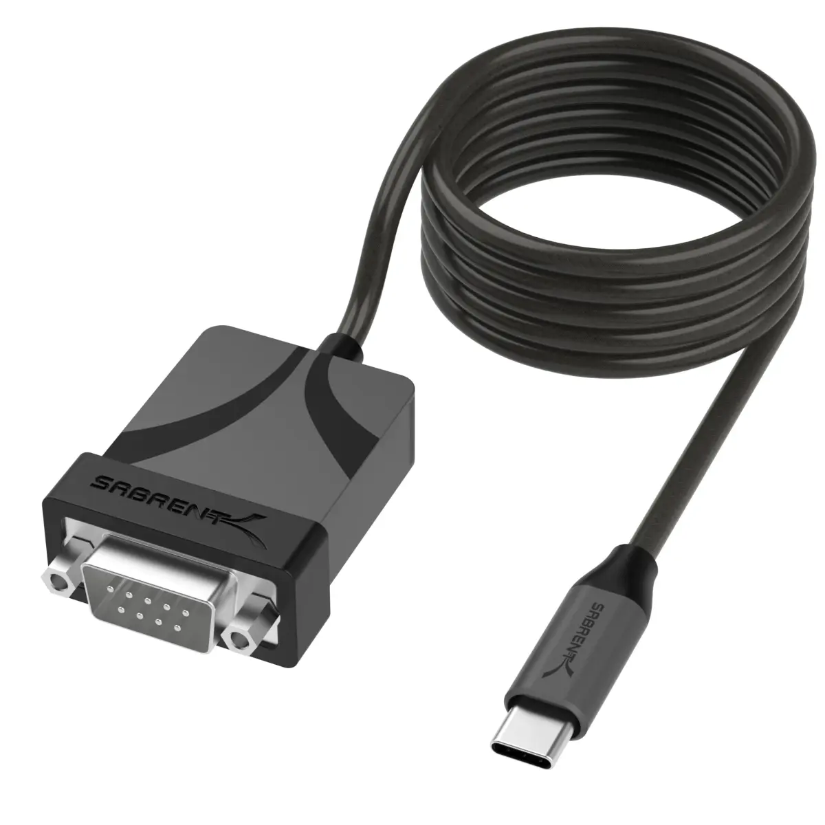 Sabrent USB-C to DB9 Serial RS-232 Adapter Cable 6ft (CB-D9C6) | Connects USB-C to Legacy RS-232 Devices - main product image