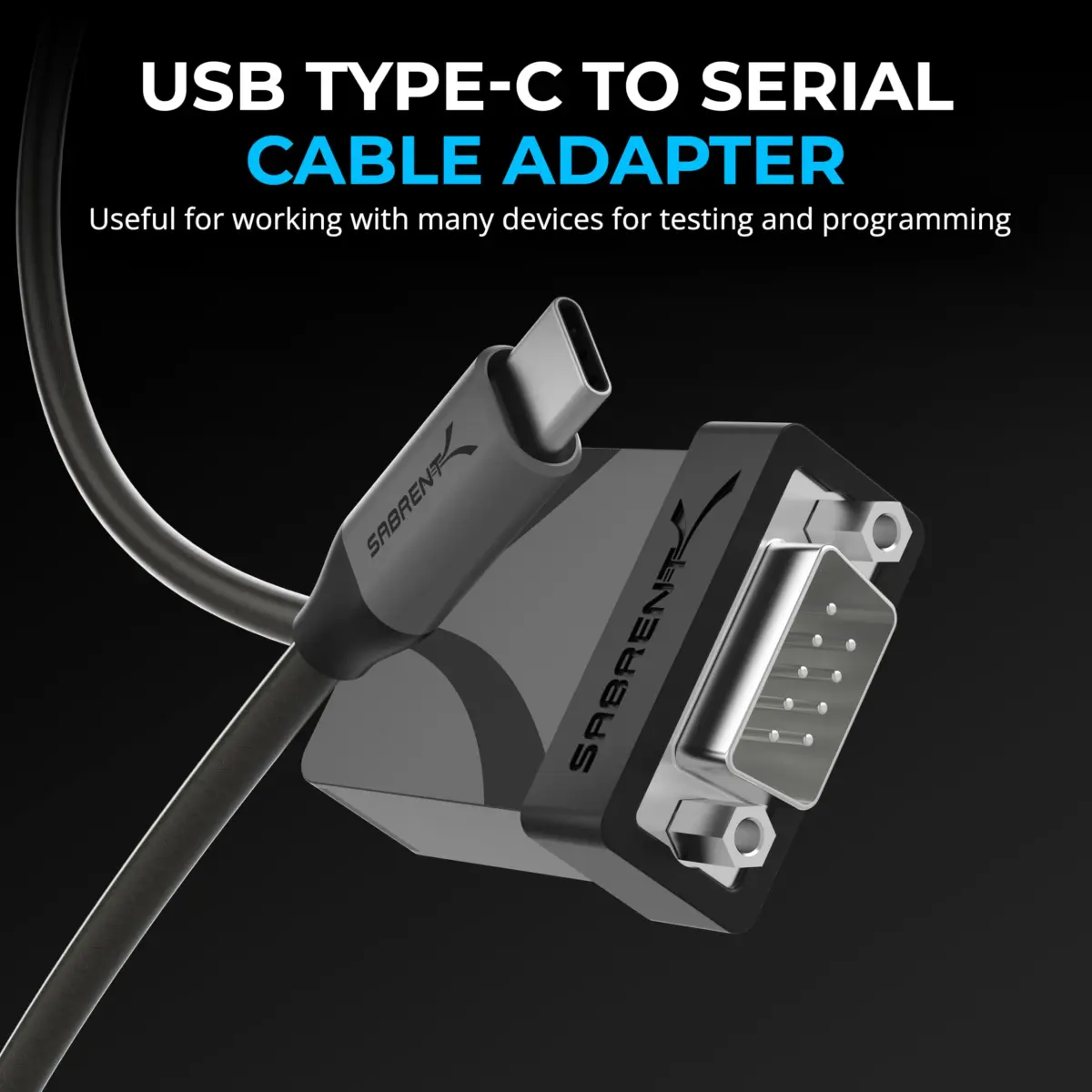 Sabrent USB-C to DB9 Serial RS-232 Adapter Cable 6ft (CB-D9C6) | Connects USB-C to Legacy RS-232 Devices - view 2