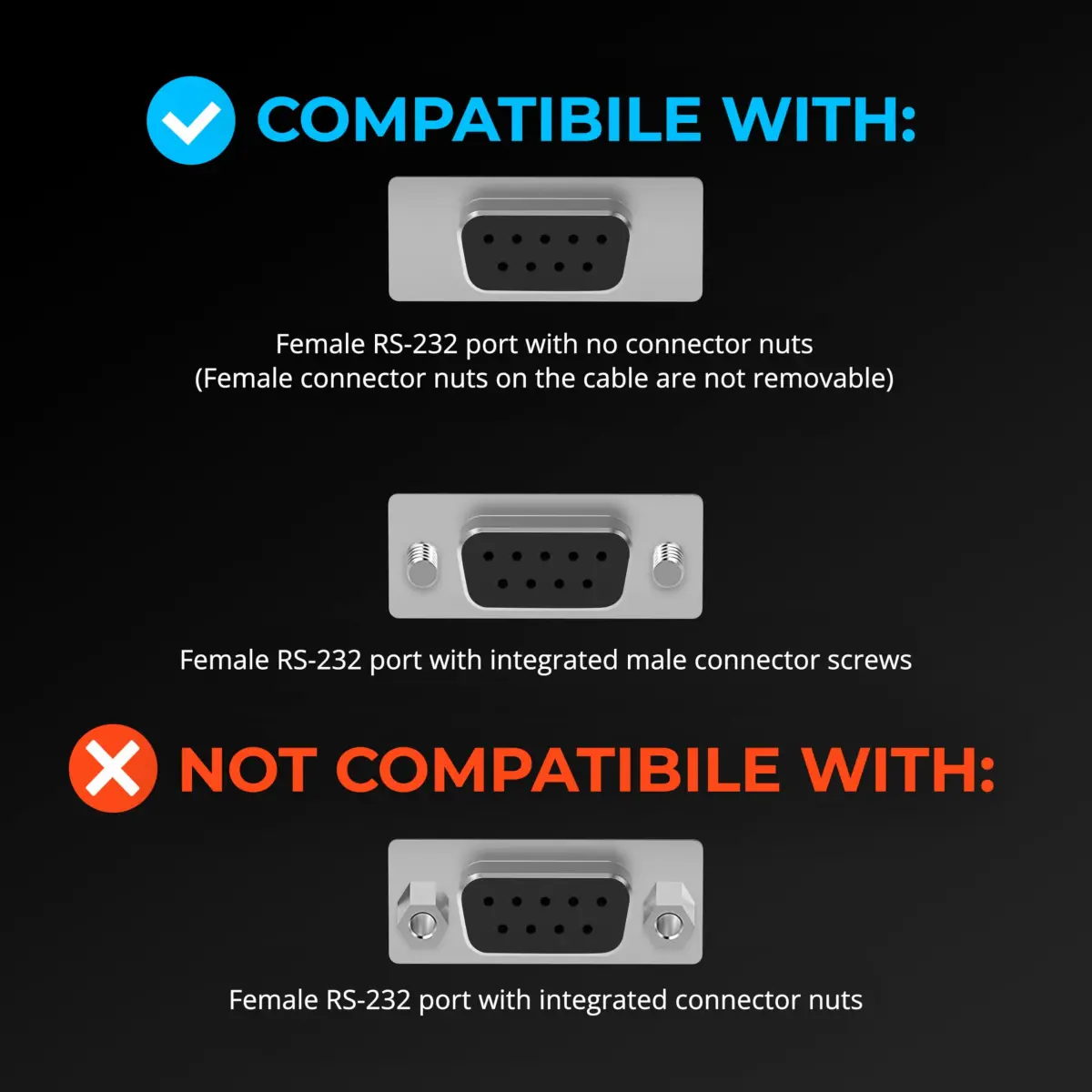 Sabrent USB-C to DB9 Serial RS-232 Adapter Cable 6ft (CB-D9C6) | Connects USB-C to Legacy RS-232 Devices - view 3