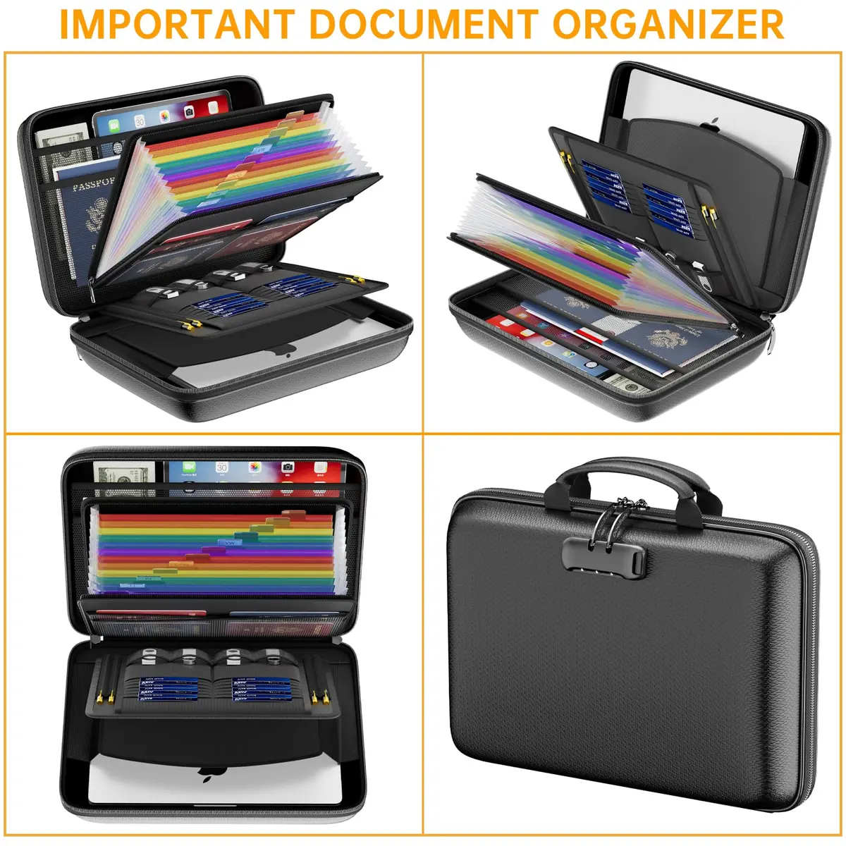 DocSafe Fireproof Document Box with Lock & Accordion File Folder, 36.8 cm (14.5") | UL94-V0/5VA Flame Retardant - view 9