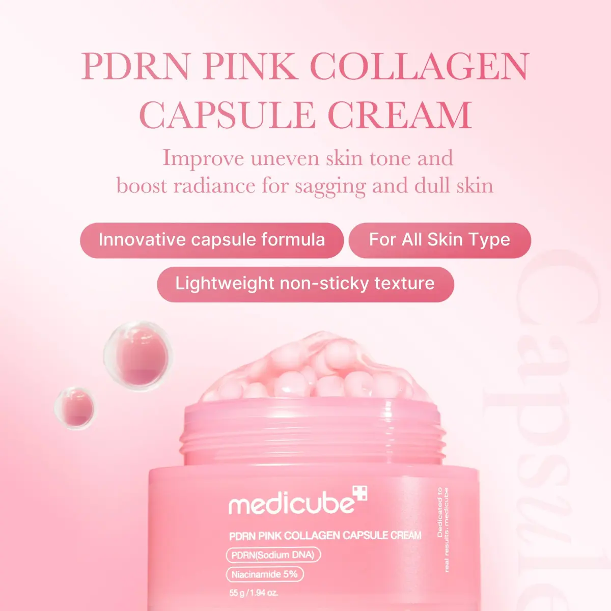 medicube PDRN Pink Collagen Capsule Cream 55g (1.94 oz) | Hydrates & Firms for Glass Skin - view 2