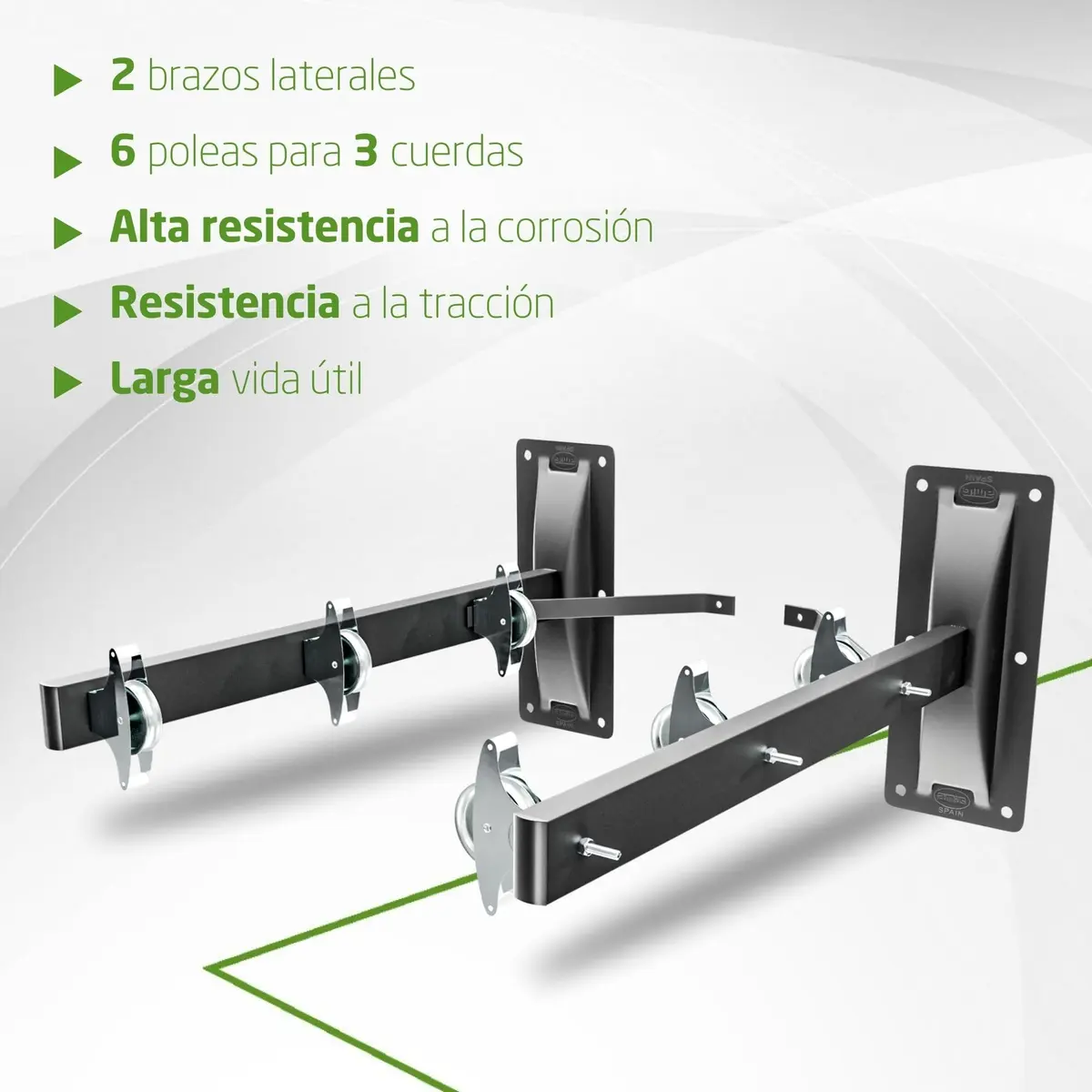 Amig Outdoor Wall Clothesline 45x18.5x8 cm | Durable Steel, 6 Pulleys, Easy Install - view 5