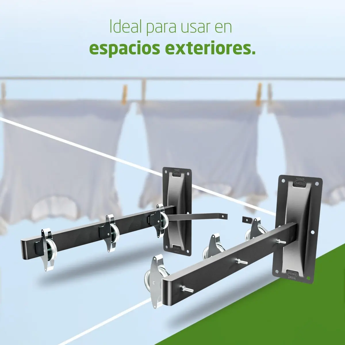 Amig Outdoor Wall Clothesline 45x18.5x8 cm | Durable Steel, 6 Pulleys, Easy Install - view 6