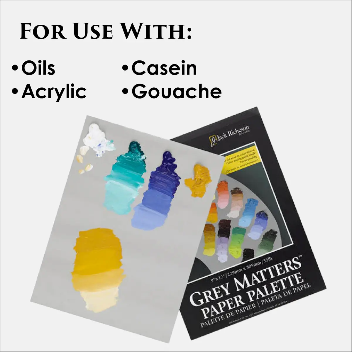 Jack Richeson Grey Matters Disposable Paper Palette 6” x 9” | Acid-Free, Seep-Resistant, 3 Pack with Palette Knife - view 3