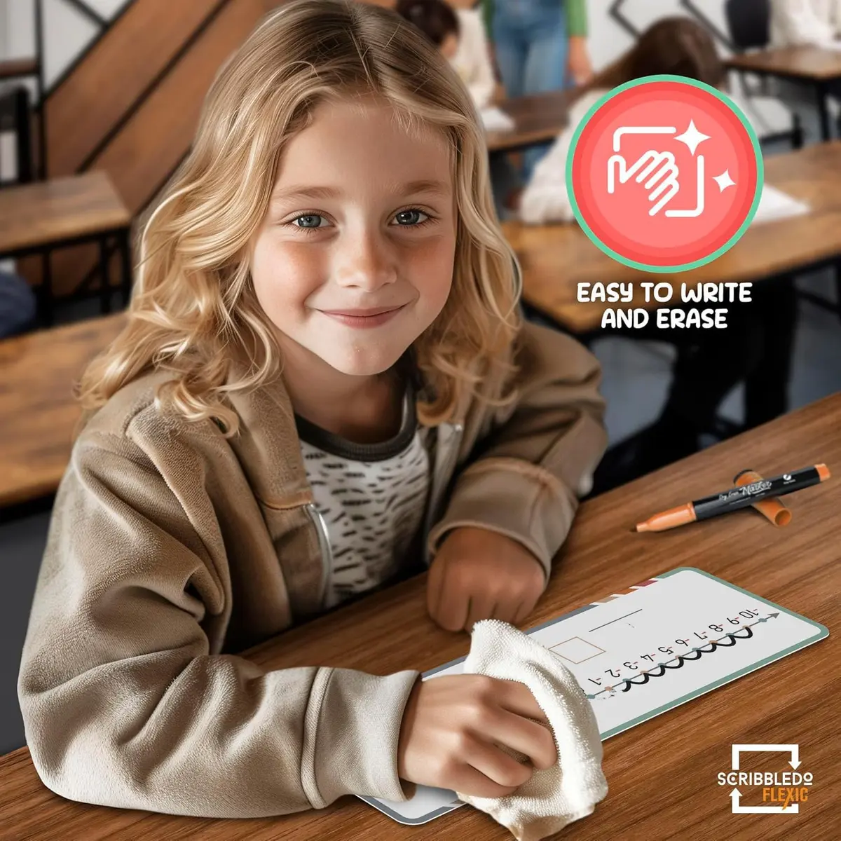 Scribbledo Dry Erase Negative Number Line Sheets (4x12 Inch, 10-Pack) | Visual Math Practice for Grades 2-6 - view 4