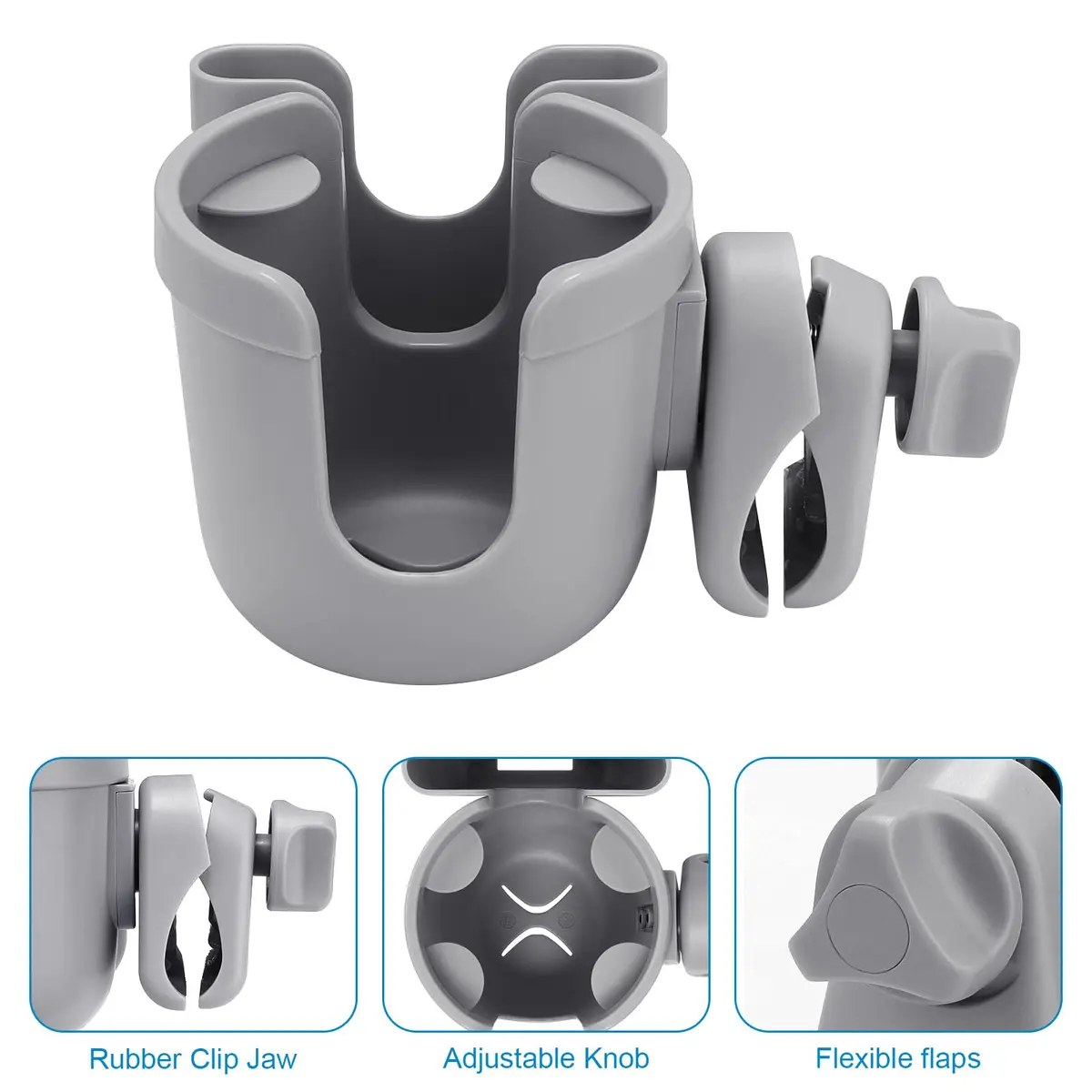 Accmor Universal Stroller Cup Holder with Phone, Bike & Wheelchair Attachment | Fits Uppababy Graco - view 4
