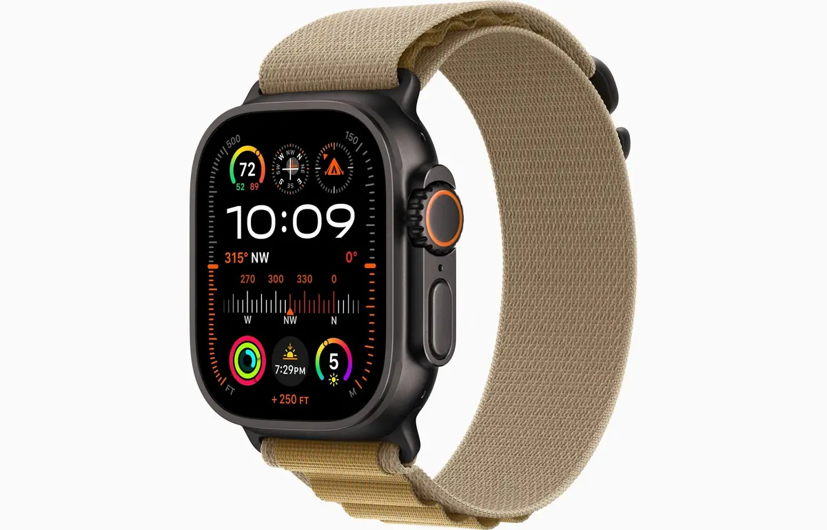Apple Watch Ultra 2 [GPS + Cellular, 49mm] Black Titanium Case with Tan Alpine Loop, Medium (Renewed) | Rugged, Capable, Carbon Neutral - main product image