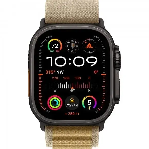 Apple Watch Ultra 2 [GPS + Cellular, 49mm] Black Titanium Case with Tan Alpine Loop, Medium (Renewed) | Rugged, Capable, Carbon Neutral - view 2