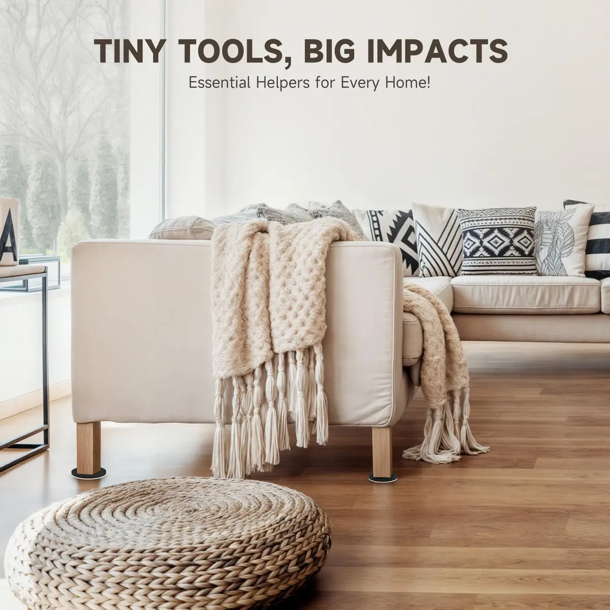 CO-Z Felt Furniture Sliders for Hardwood Floors | 8pcs 3.5" Reusable Floor Protectors - view 7