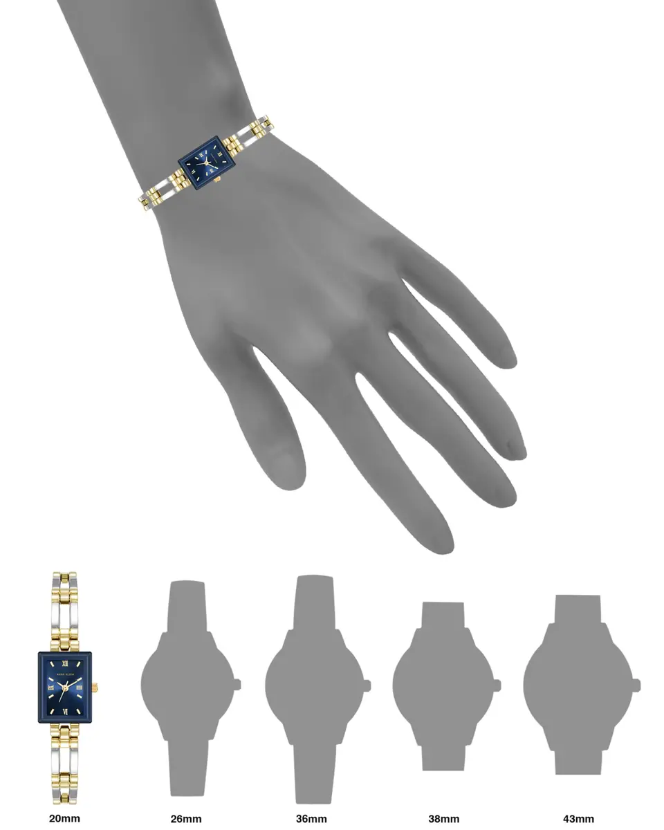 Anne Klein Women's Bracelet Watch 28mm Metal Case 8.5mm Wide Gold & Navy Sunray Dial - view 2