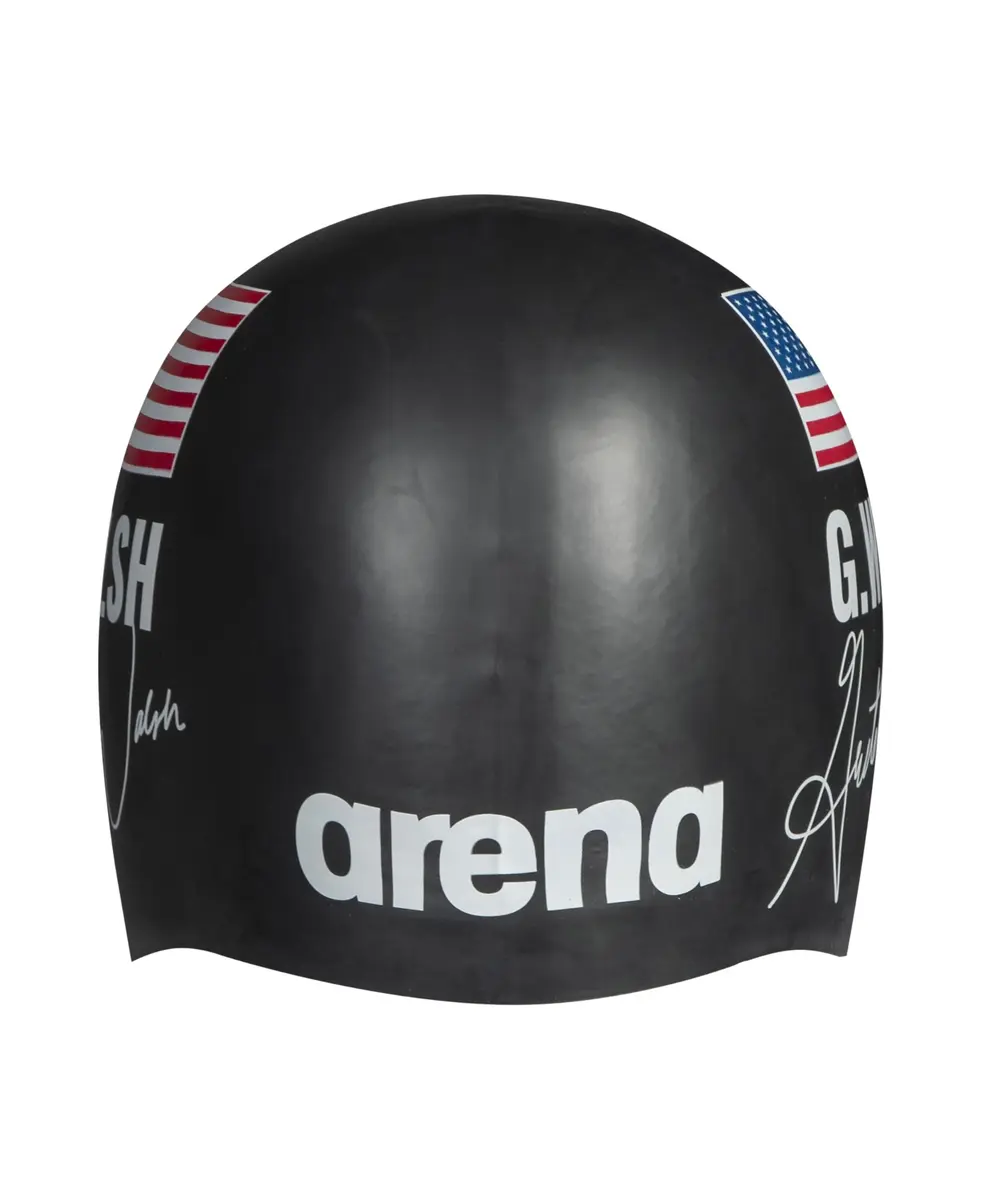 ARENA Signature Collection Gretchen Walsh Autograph Unisex Adult Molded Silicone Swim Cap | Black - main product image