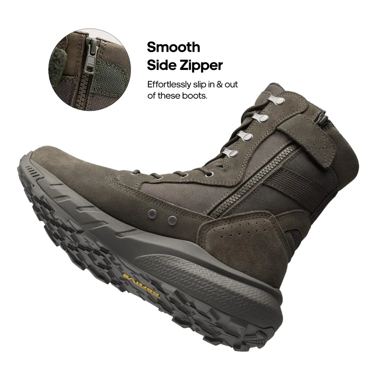 NORTIV 8 Men's Olive Tactical Military Boots, 11 US (28.1cm) | Side Zip Breathable Work & Hiking Footwear - view 7