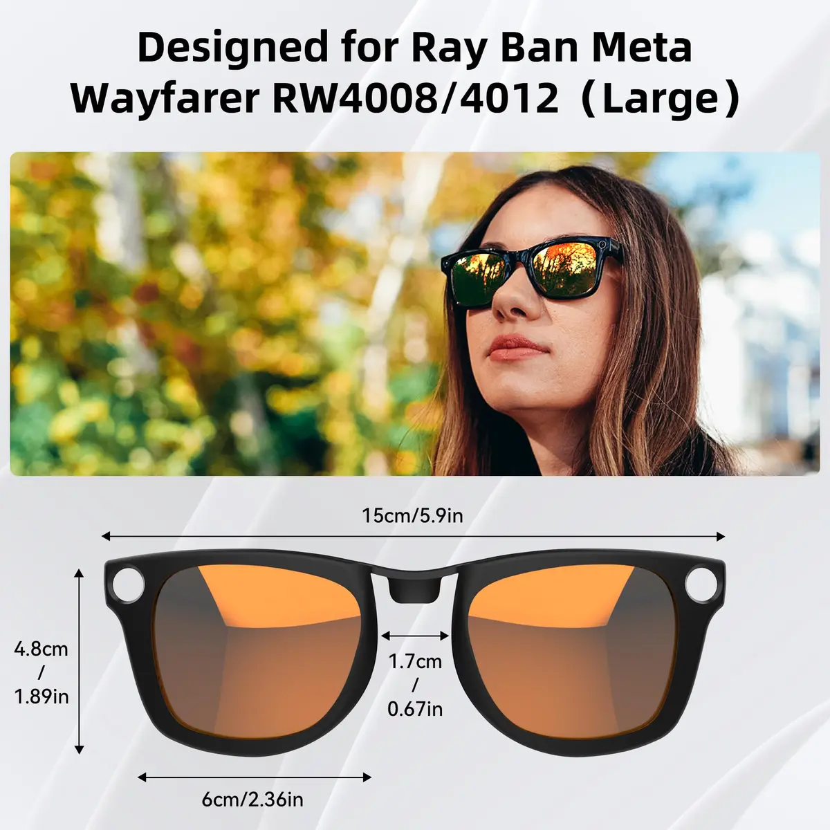 RCstyle Polarized Clip for Ray-Ban Meta Wayfarer Large 53-22 | Precise Fit & Polarized Protection - view 3