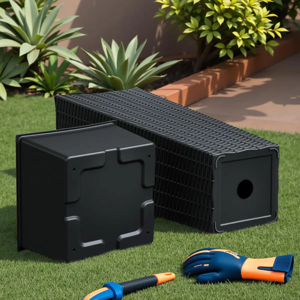 Devoko Resin 23.6'' Tall Planters Set of 2 | Modern Outdoor Taper Planters with Drainage - view 4