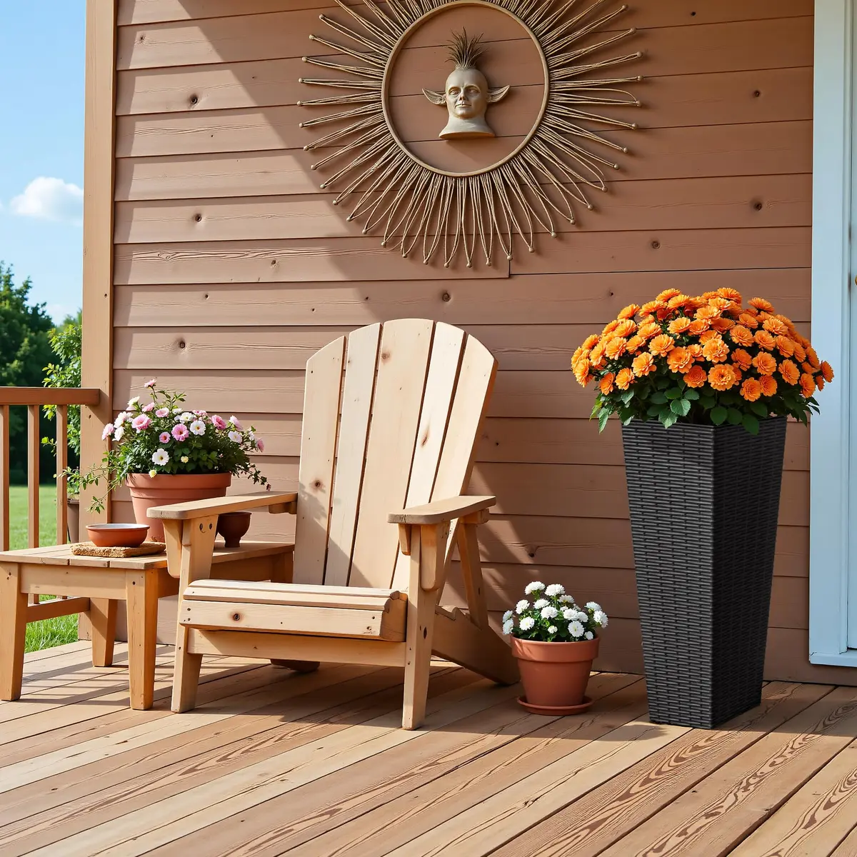 Devoko Resin 23.6'' Tall Planters Set of 2 | Modern Outdoor Taper Planters with Drainage - view 5