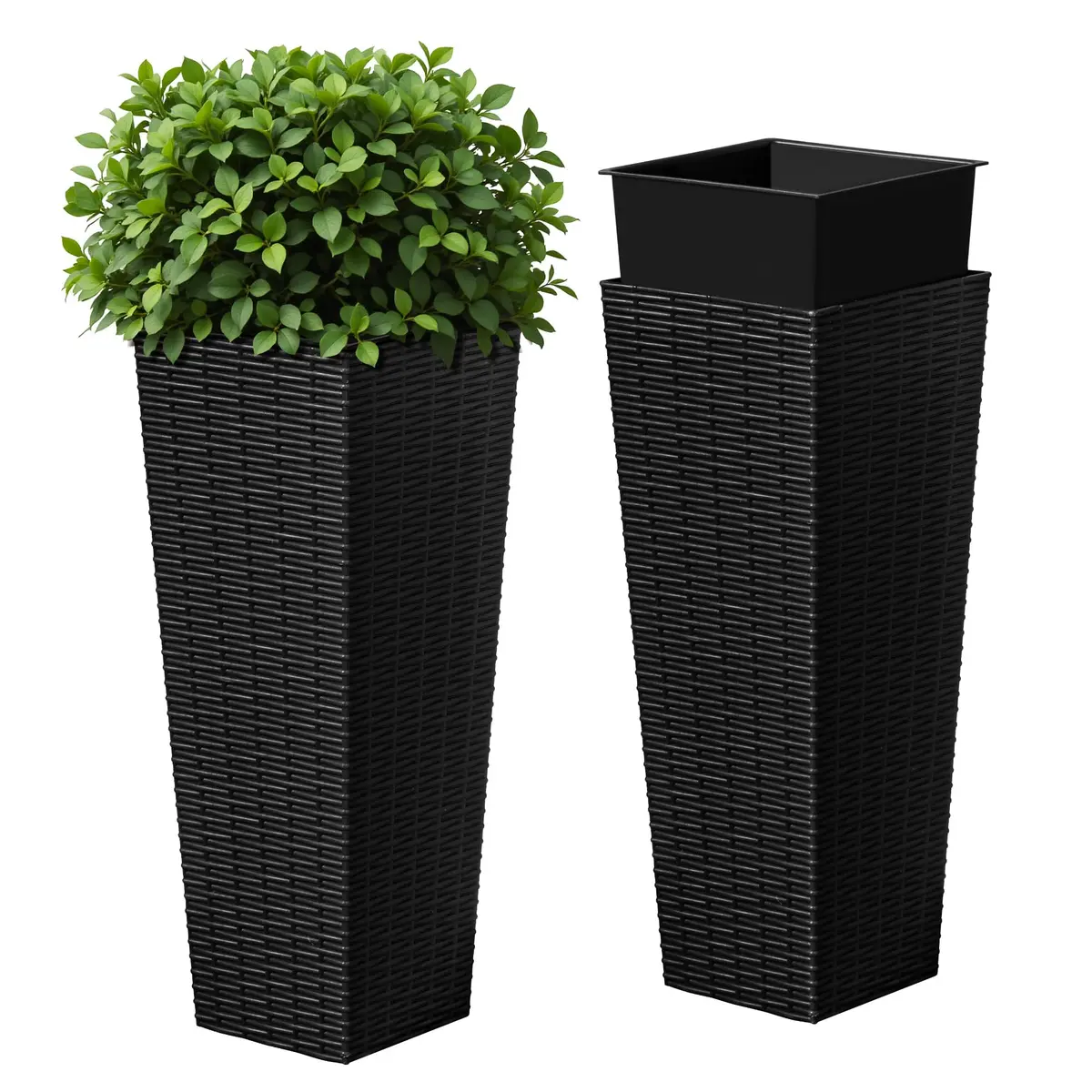 Devoko Resin 23.6'' Tall Planters Set of 2 | Modern Outdoor Taper Planters with Drainage - main product image