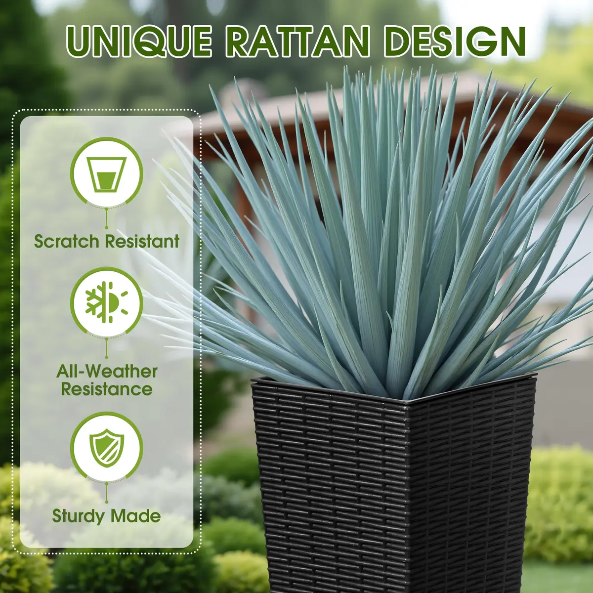 Devoko Resin 23.6'' Tall Planters Set of 2 | Modern Outdoor Taper Planters with Drainage - view 2