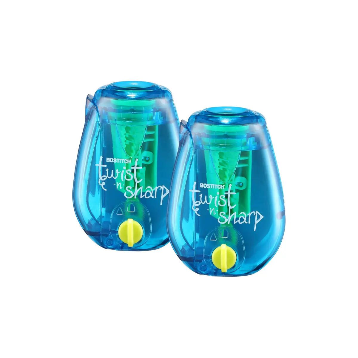 Bostitch Twist-n-Sharp Handheld Pencil Sharpener for Kids, Blue | Adjustable Tip Saver & Ratchet Technology - main product image