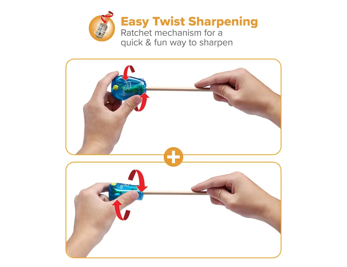 Bostitch Office Twist-n-Sharp Pencil Sharpener, Blue, 1 Unit | Customizable Tip Saver Technology - view 5