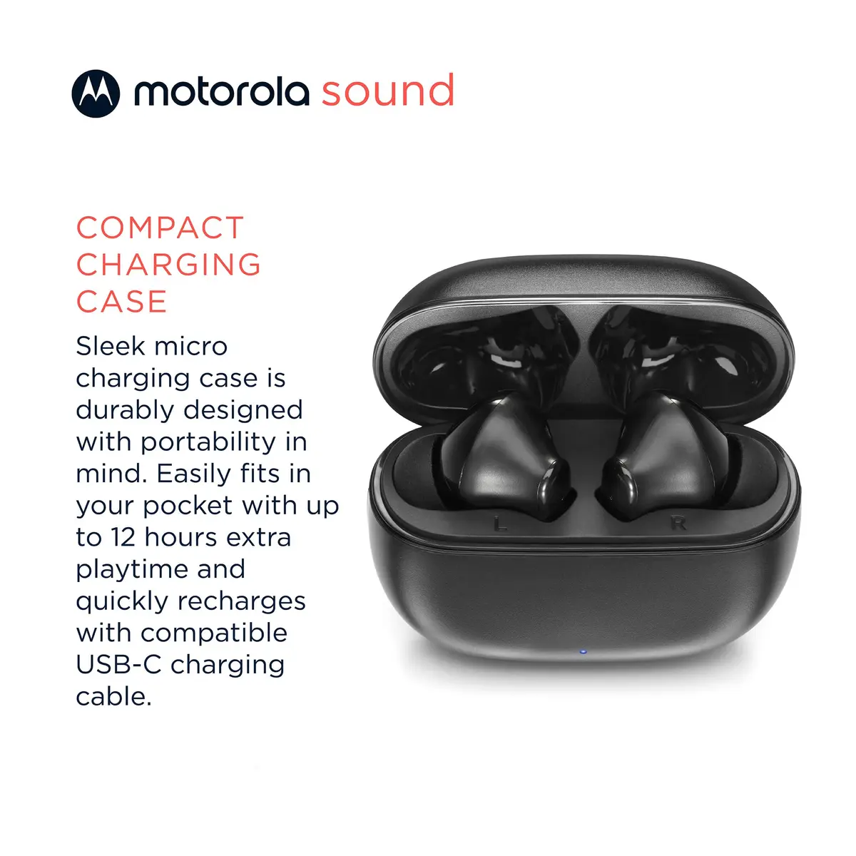 Motorola Sound Moto Buds 125 True Wireless Earbuds Black | IPX5 Waterproof, Bluetooth 5.2, 17 Hrs Total Playtime - view 6