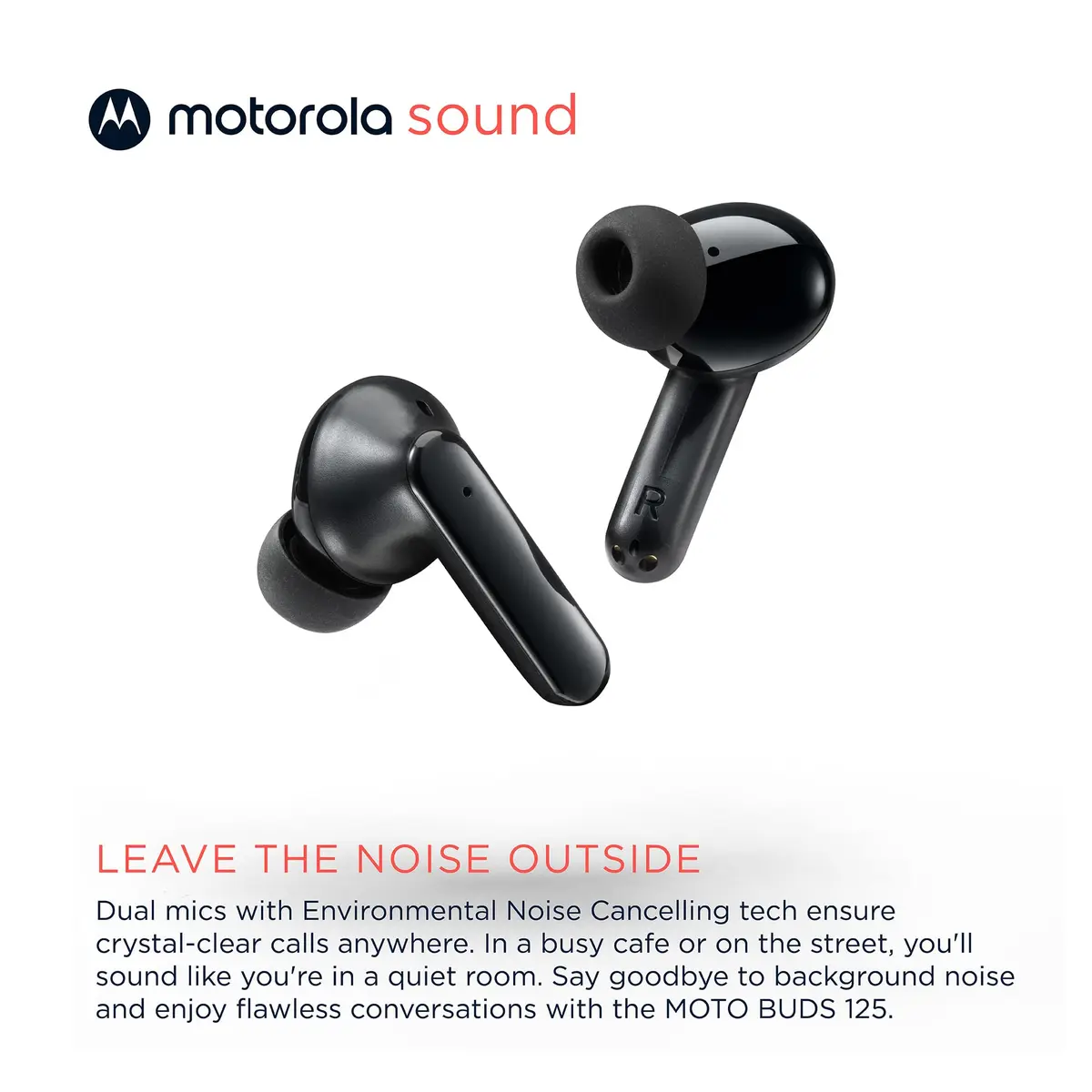 Motorola Sound Moto Buds 125 True Wireless Earbuds Black | IPX5 Waterproof, Bluetooth 5.2, 17 Hrs Total Playtime - view 4