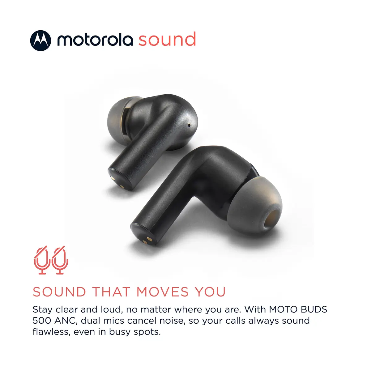 Motorola Sound Moto Buds 500 ANC True Wireless Earbuds | IPX4 Water Resistant, 20H Total Playtime - view 4