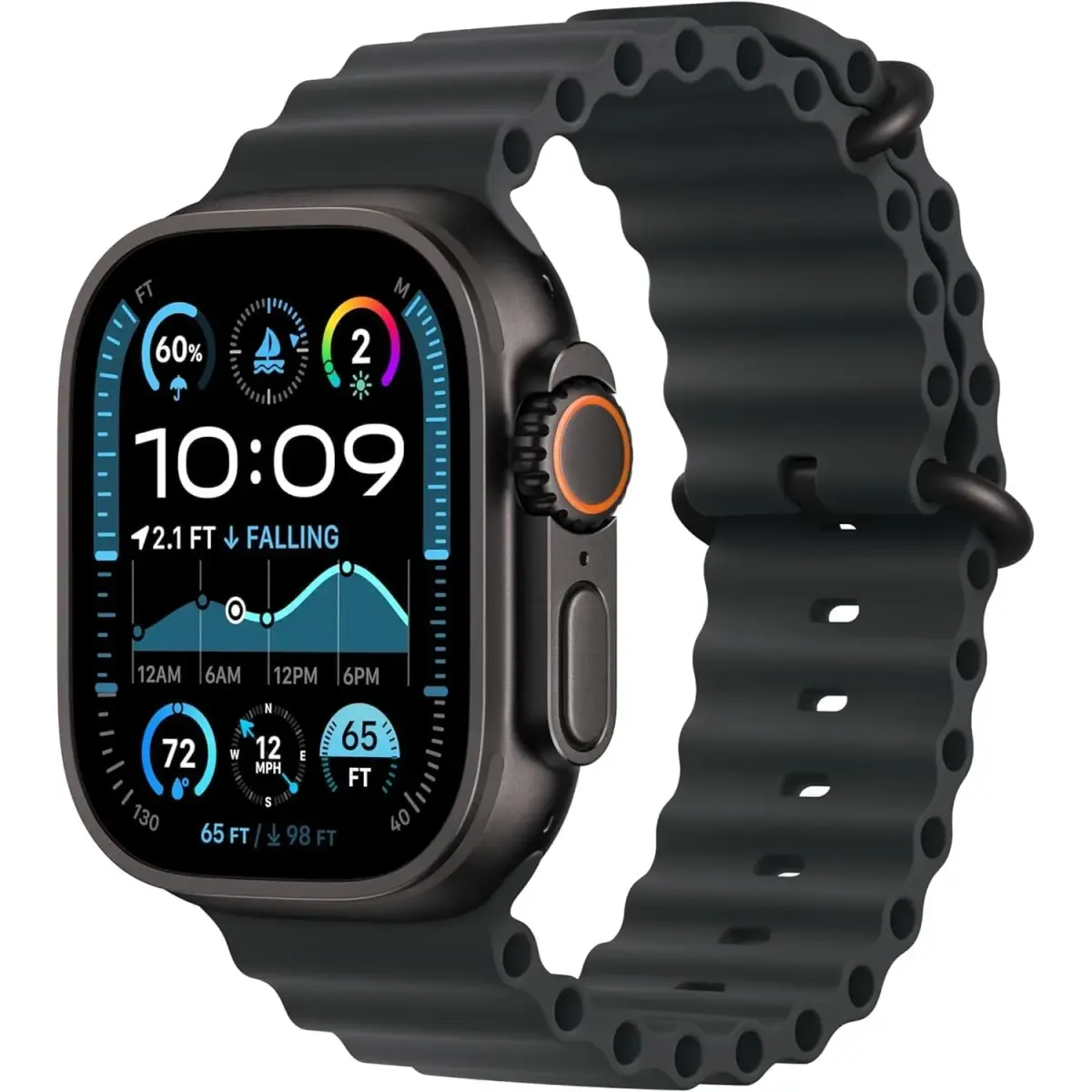 Apple Watch Ultra 2 (GPS + Cellular, 49MM) - Black Titanium Case with Black Ocean Band | 64GB Storage - main product image