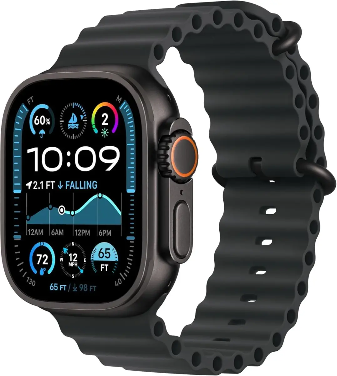 Apple Watch Ultra 2 (GPS + Cellular, 49MM) - Black Titanium Case with Black Ocean Band | 64GB Storage - main product image