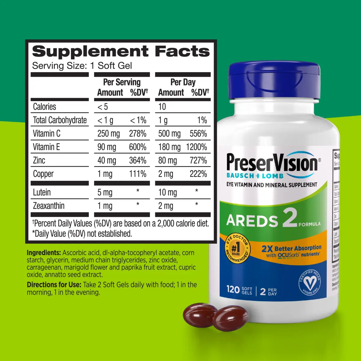 PreserVision AREDS 2 Eye Vitamins OCUSorb Formula 120 Softgels | Clinically Proven AREDS2 Formula for Eye Health - view 5