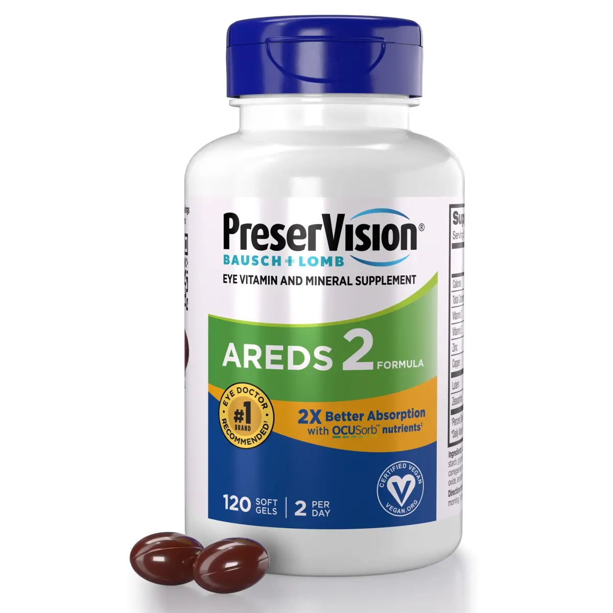 PreserVision AREDS 2 Eye Vitamins OCUSorb Formula 120 Softgels | Clinically Proven AREDS2 Formula for Eye Health - main product image