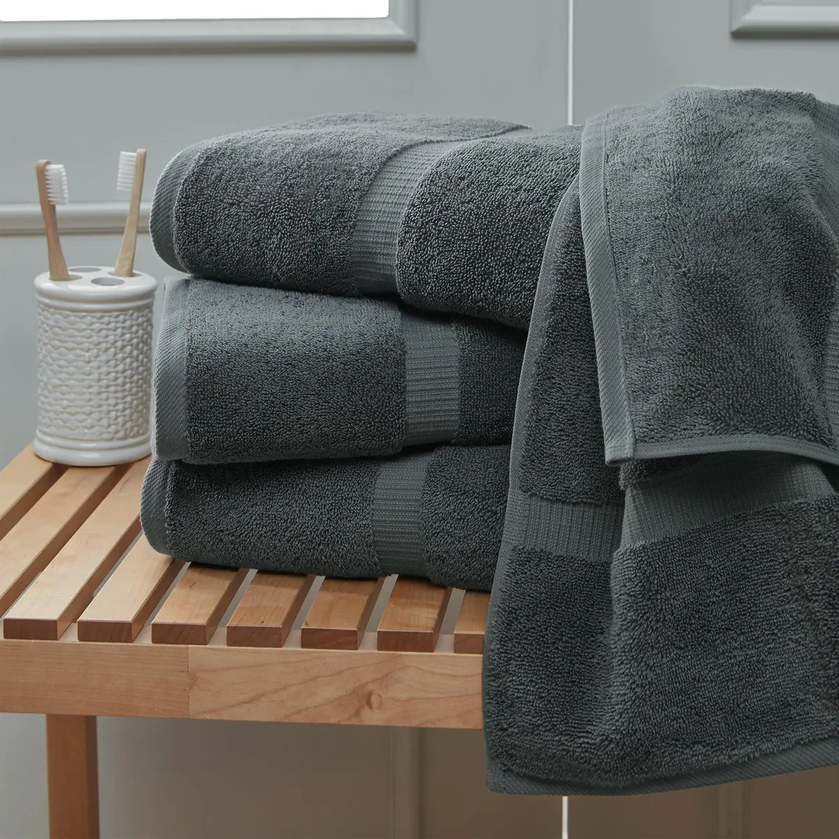 Towel Bazaar 8-Piece Turkish Cotton Towel Set, Dark Gray | Premium Quality, Long-Lasting, Authentic - view 4