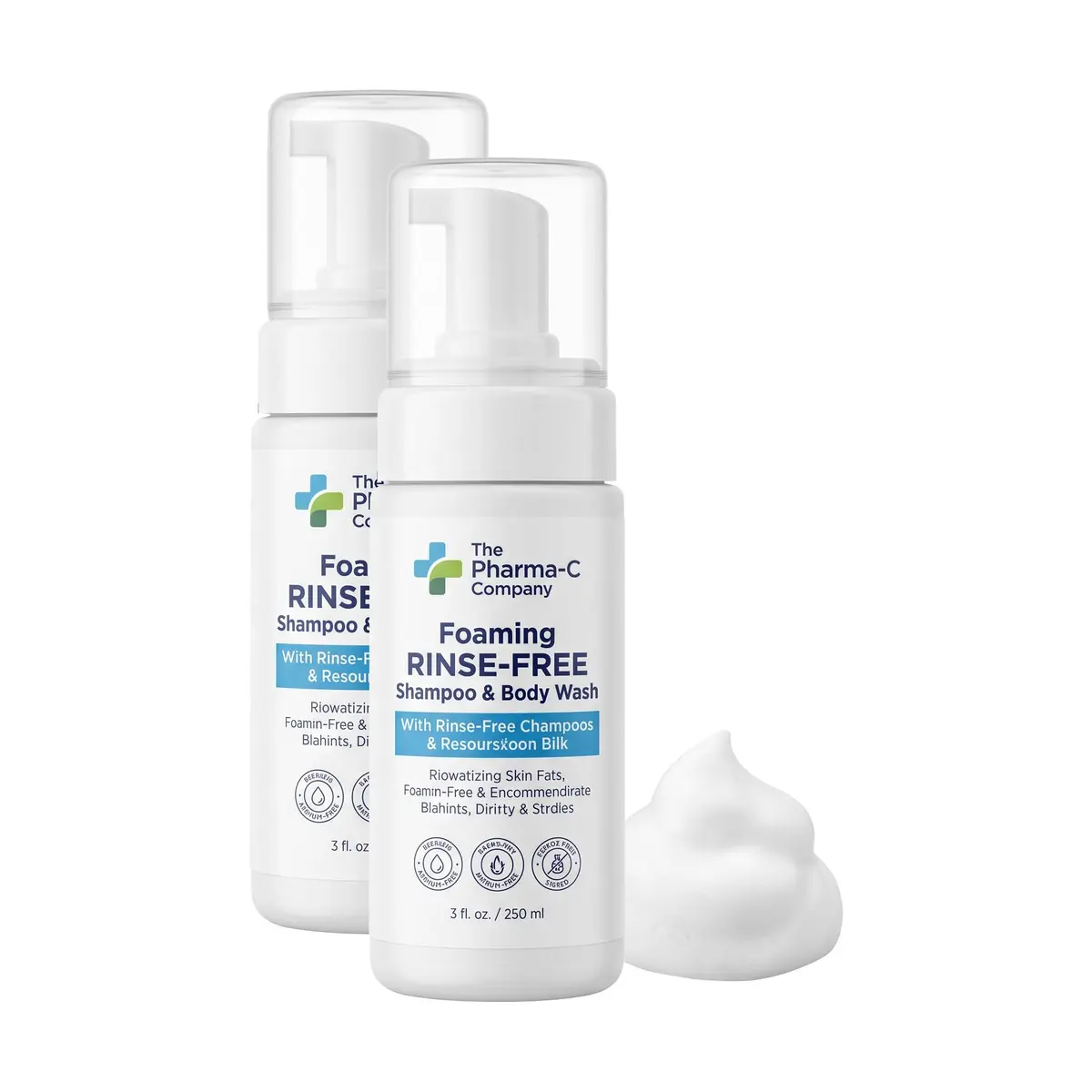 The Pharma-C Company Foaming Rinse-Free Shampoo & Body Wash 7.1 Fl Oz (2 pack) · Gentle, hospital-tested, no-rinse formula for all hair & skin - main product image