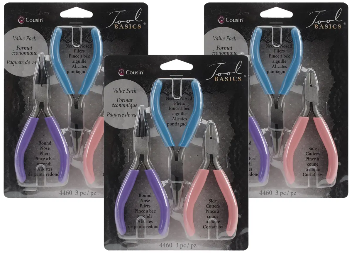 Cousin Jewelry & Craft Tool Kit 3-Piece | Jewelry Making Essentials with Heavy-Duty Pliers (Pack of 3) - main product image