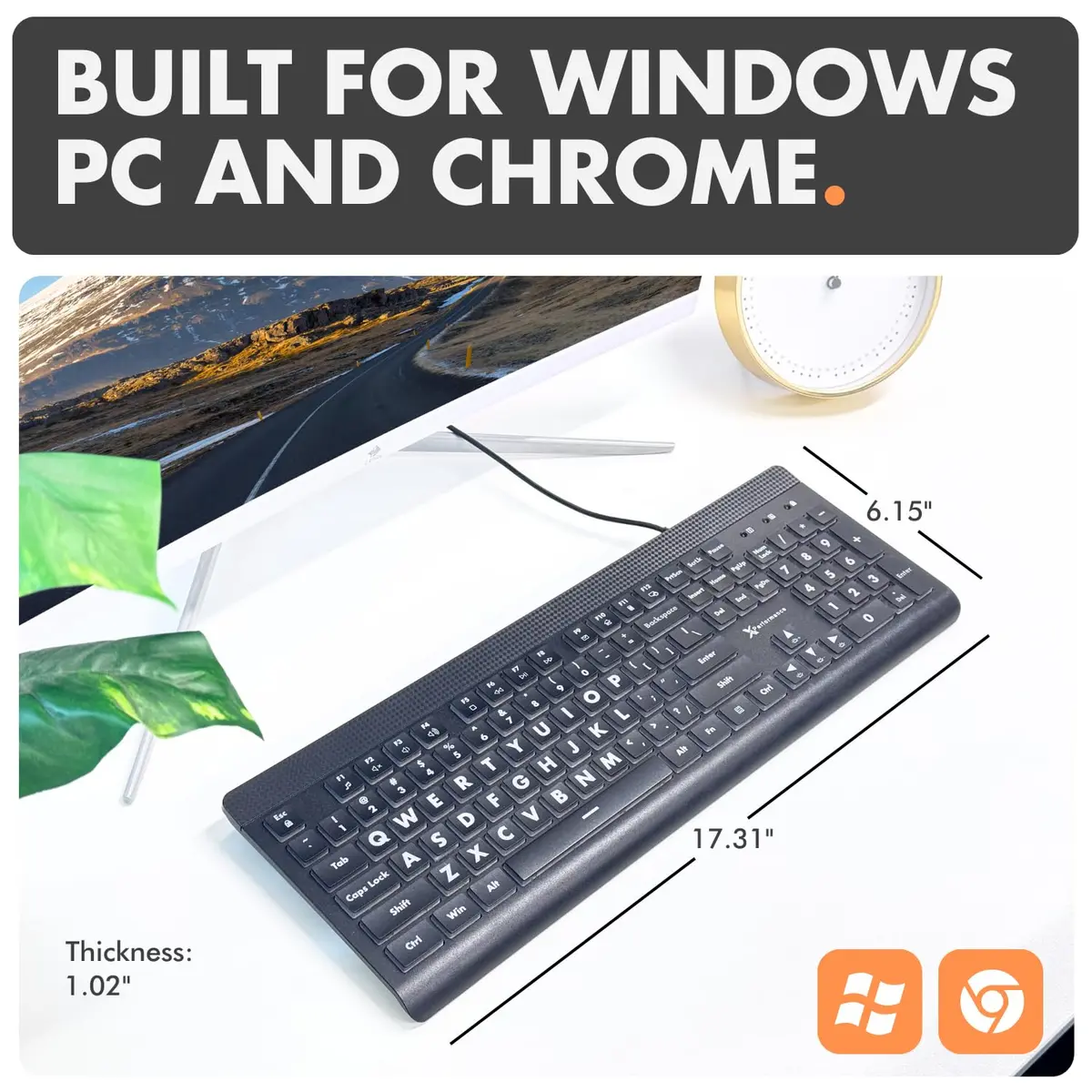 X9 Performance Large Print Backlit Keyboard | Oversized Big Letters for Seniors & Beginners - view 7